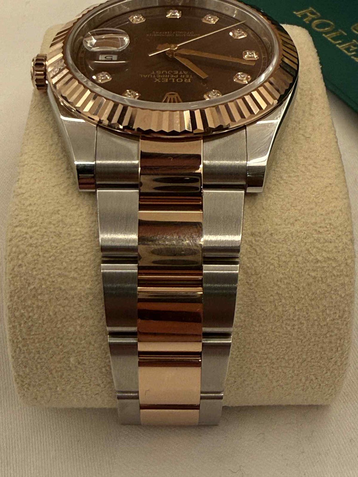 Rolex Datejust 41mm Two Tone Chocolate Diamond Dial Oyster Bracelet Steel and Rose Gold Like New 2025 Full Set Ref:126331-0003