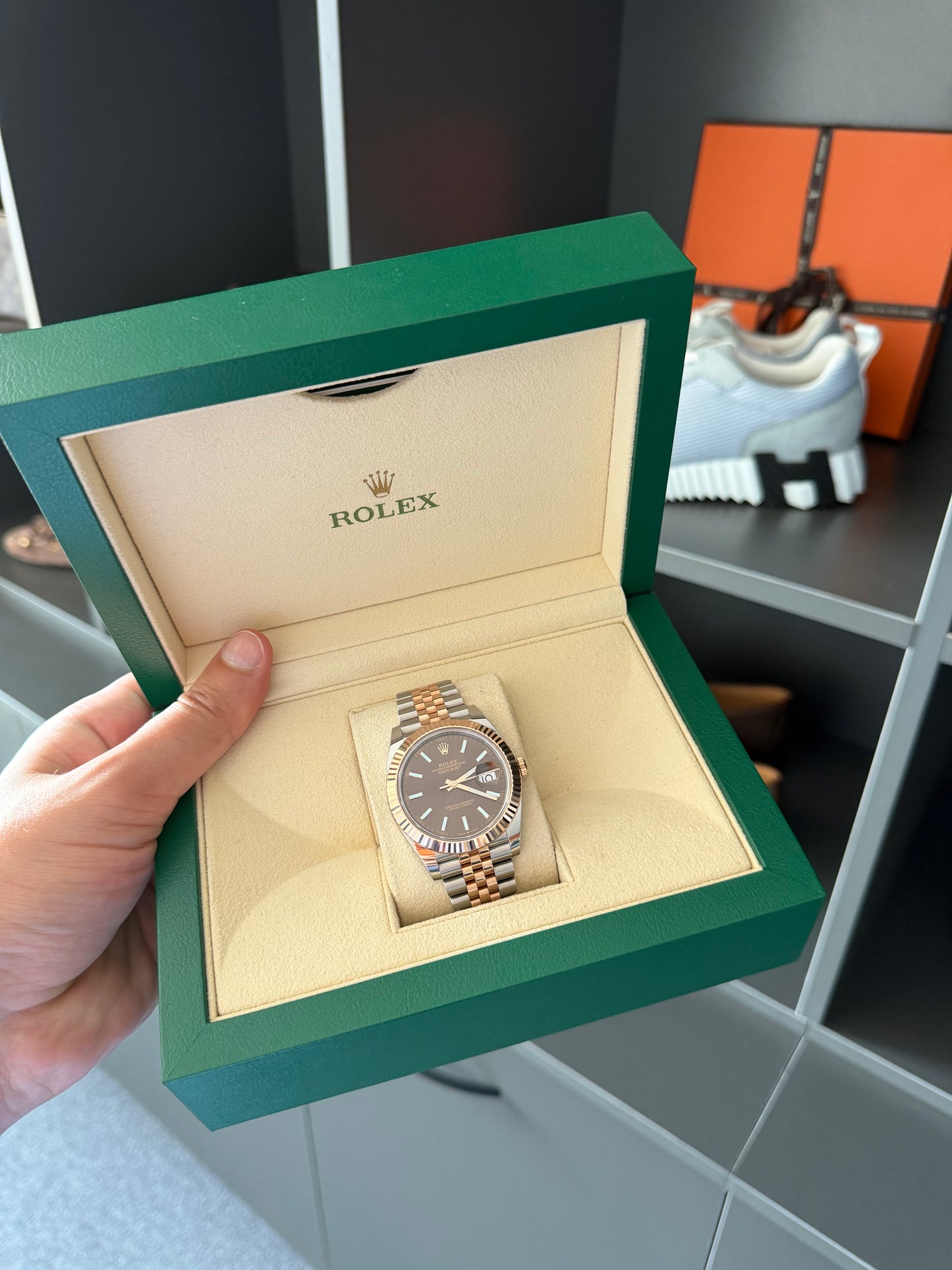 Rolex 41mm Datejust Steel/Rose Gold Automatic 2024 Full Set Used Chocolate Dial 126331 (Batumi)