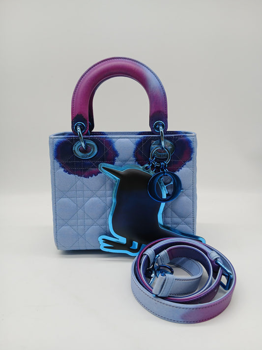 Christian Dior 2010s Lady Dior Small Art 7 Tie Dye handbag Light Blue Calf Leather
In Very good condition 
Inclusions: Box, Dustbag, Shoulder Strap