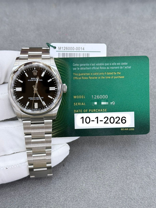 Rolex Oyster Perpetual 36mm Black Dial Stainless Steel Brand New 2026 Years Full Set ReF: 126000