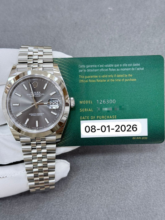 Rolex Datejust 41mm Stainless Steel Grey Dial Brand New 2026 Year Full Set Ref: 126300