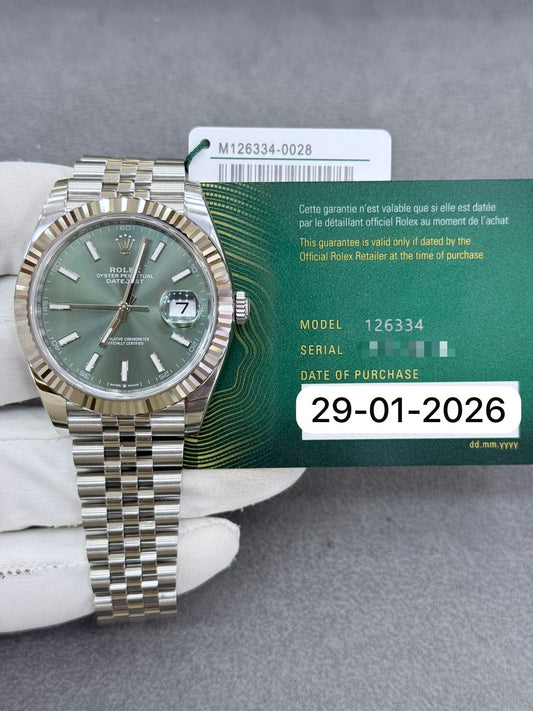 Rolex Datejust 41mm Green Dial Jubilee Bracelet New 2026 Year Full Set 126334