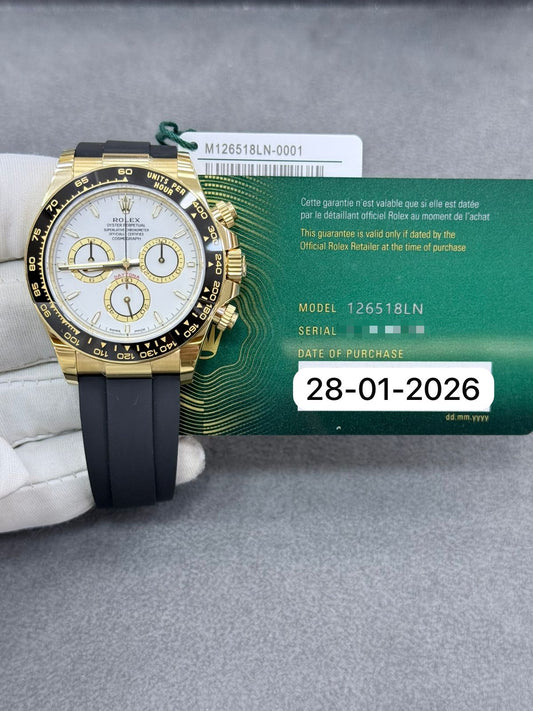 Rolex Cosmograph Daytona 40mm Yellow Gold Wait Dial Oysterflex Bracelet New 2026 Year 126518LN