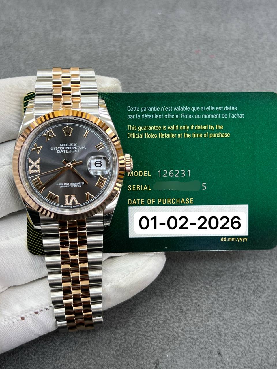 Rolex Datejust 36mm Steel and Gold Grey Roman Dial Jubilee Bracelet Brand New 2026 Year Full Set 126231