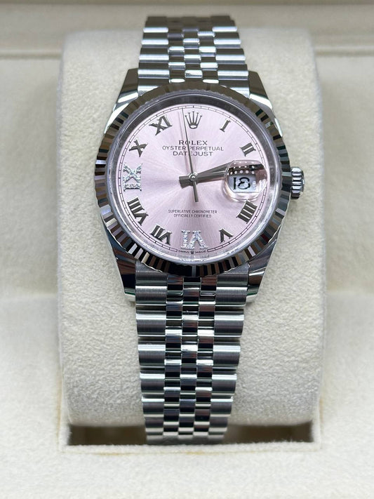 Rolex Unisex Datejust 36mm Steel With Diamonds Jubilee Bracelet 126234 Automatic New 2024