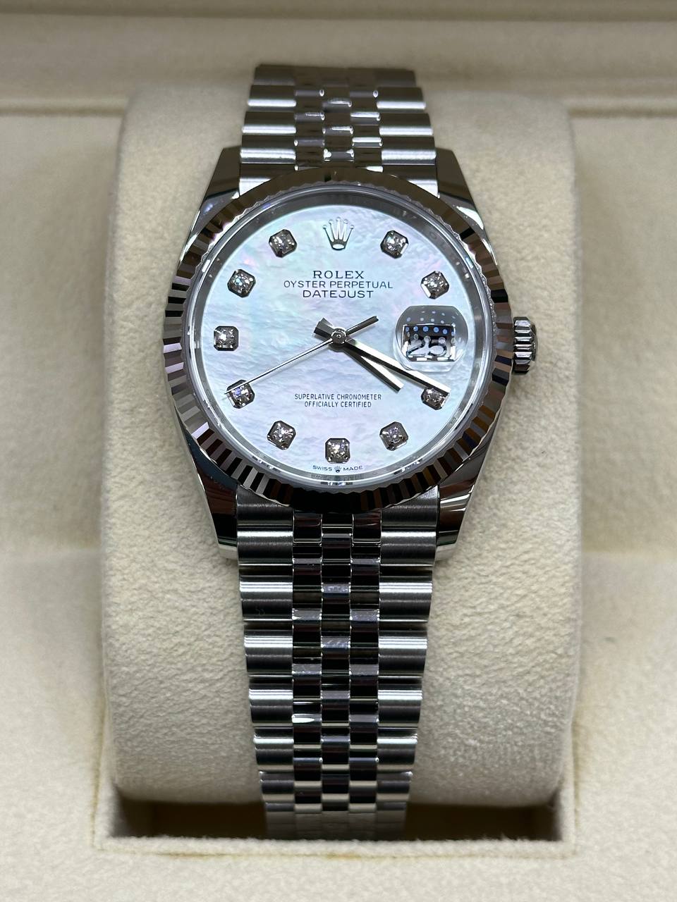 Rolex Ladies Datejust 36mm Steel Jubilee Bracelet MOP Dial With Diamonds 126234 Automatic New 2024