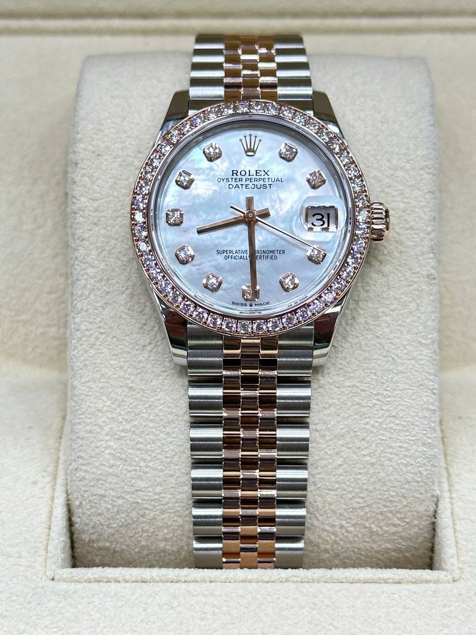 Rolex Ladies Datejust 31mm Steel/Gold With Diamonds MOP Dial Jubilee 278381RBR Automatic New 2024