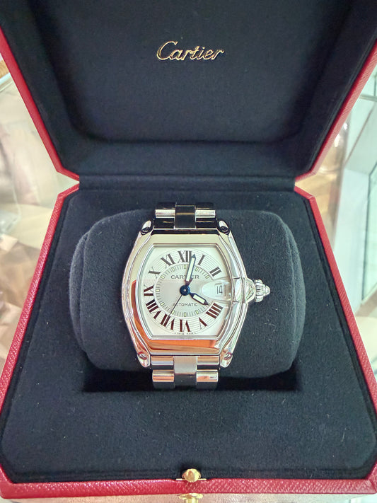 Cartier Roadster 2510 Steel Date With Box Polished