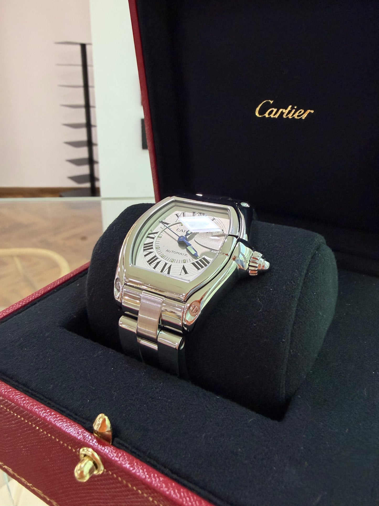 Cartier Roadster 2510 Steel Date With Box Polished