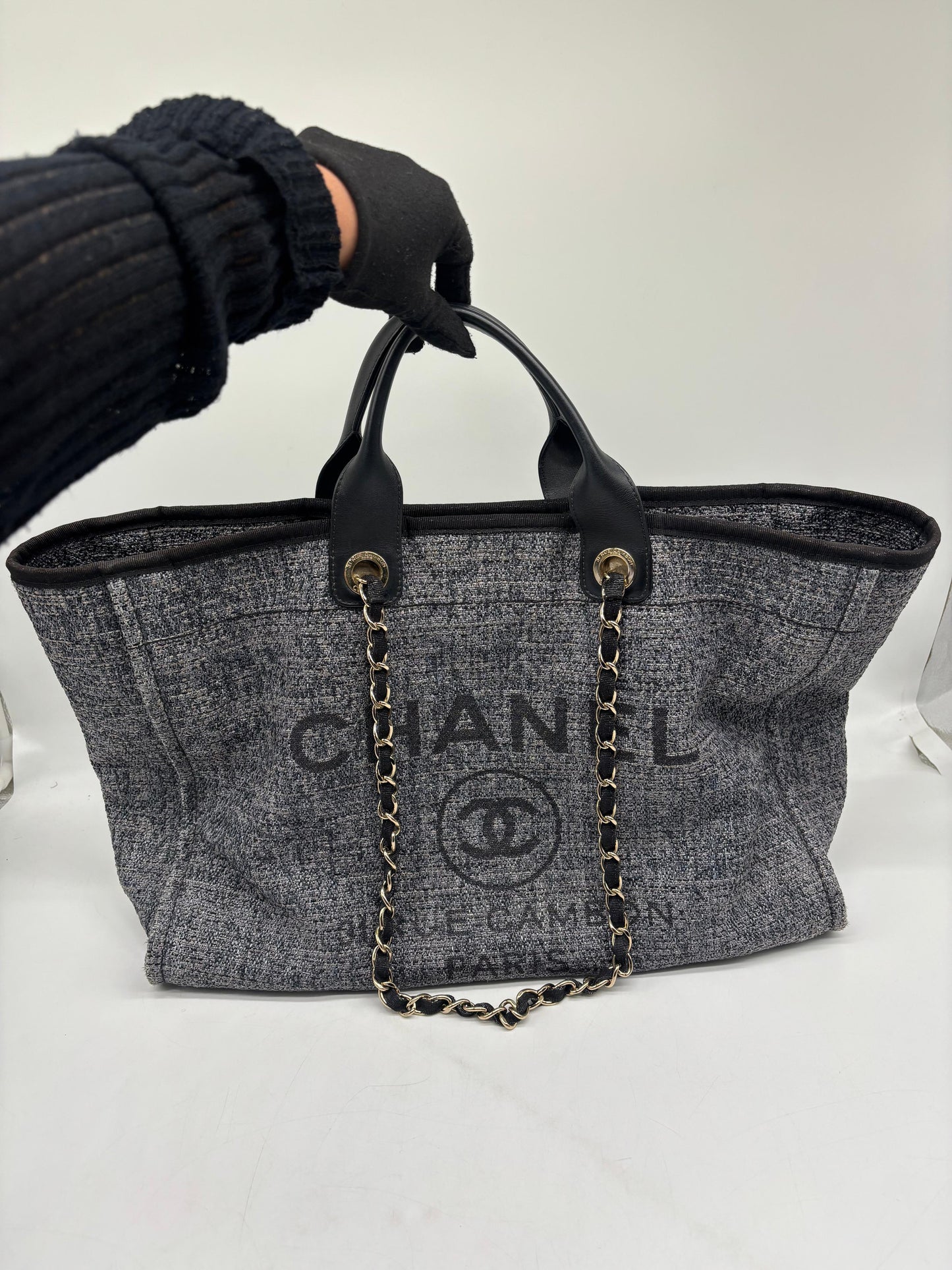 Chanel Deauville Large Gray Denim Shopper Tote
No inclusions
