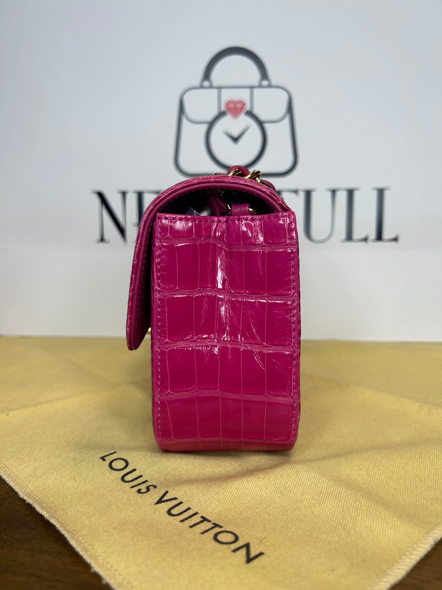 Chanel Classic Flap Bag Mini Crocodile Pink GHW Card, Box and Dust Bag