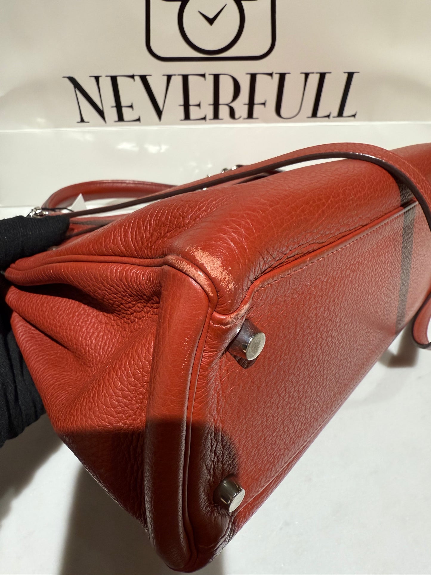 Hermes Kelly 32 Rouge Venitien Clemence 2009 Stamp N Used With Bababei Certificate