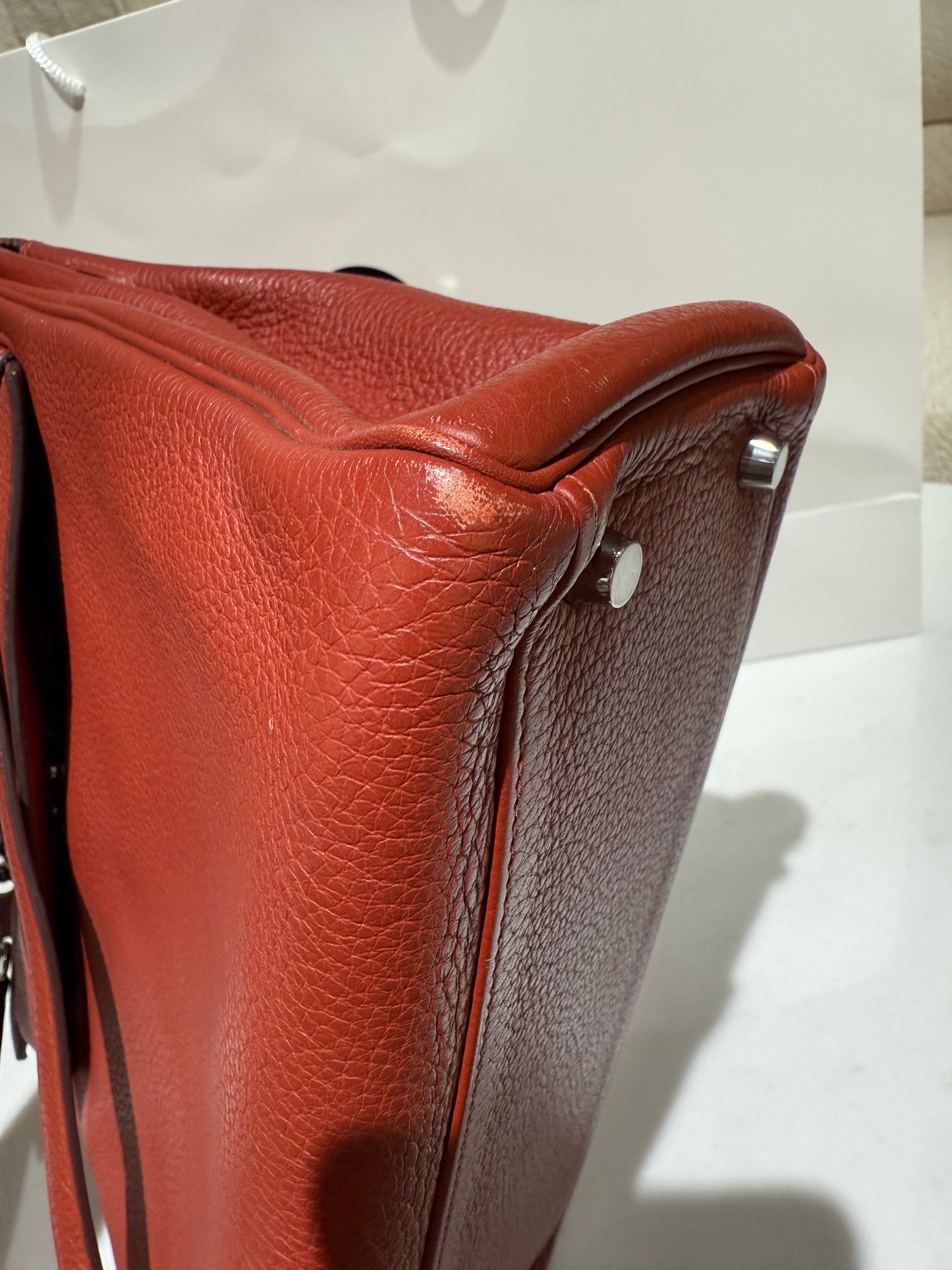 Hermes Kelly 32 Rouge Venitien Clemence 2009 Stamp N Used With Bababei Certificate