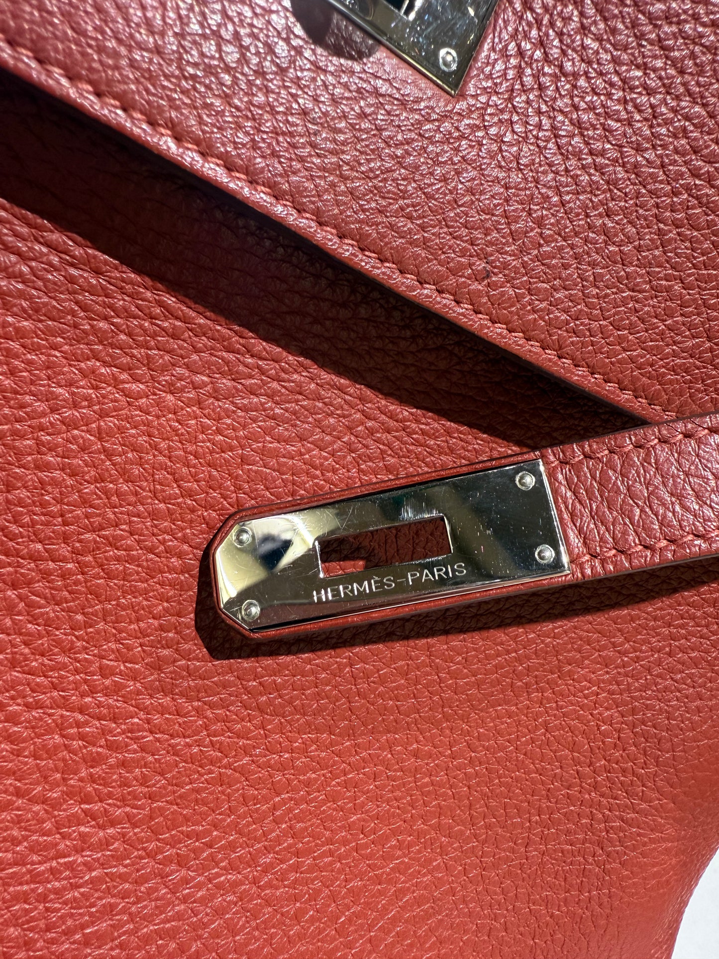 Hermes Kelly 32 Rouge Venitien Clemence 2009 Stamp N Used With Bababei Certificate
