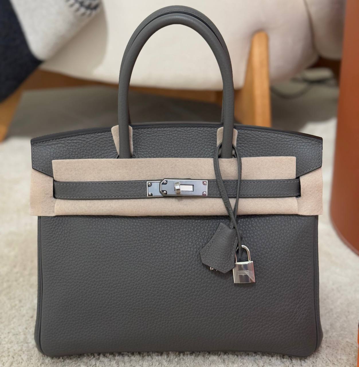 Hermes Birkin 30 Gris Meyer 2022 New Full Set PHW