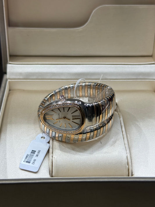 Bulgari Serpenti Tubogas 102237 Steel Gold With Diamonds Quartz