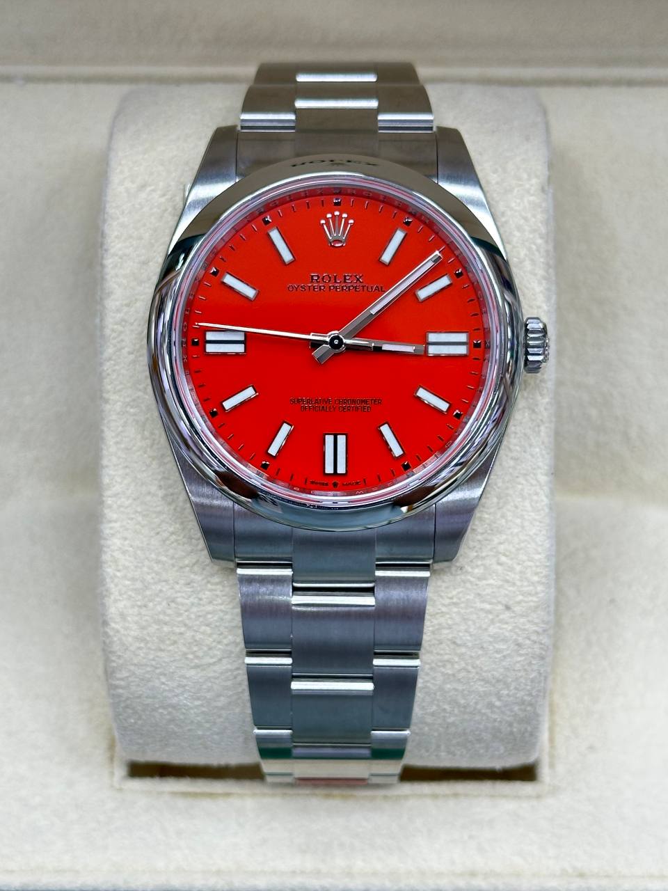 Rolex Unisex Oyster Perpetual 41mm Steel 124300 Red Dial Automatic 2024 New Full Set