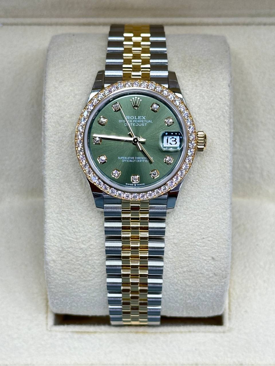 Rolex Ladies Datejust 31mm Steel/Gold With Diamonds Green Dial Jubilee 278383RBR New 2024 Full Set