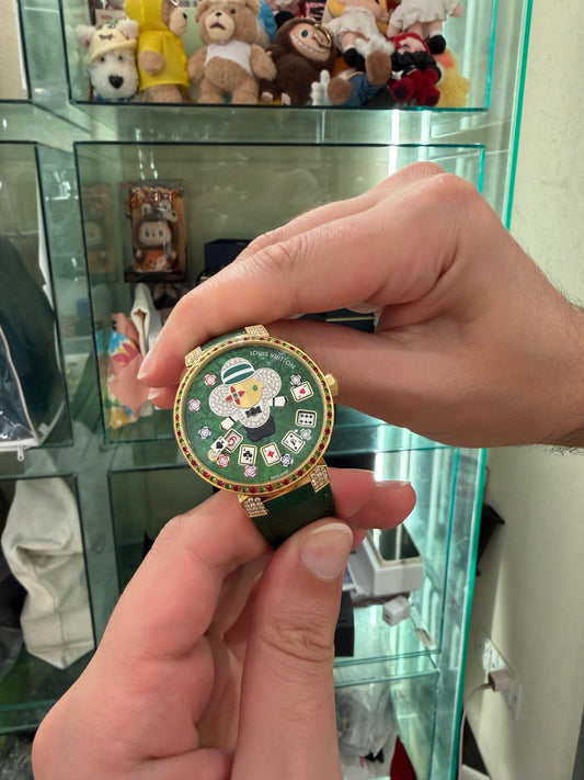 Louis Vuitton’s cutesy Tambour Slim Vivienne Jumping Hours collection