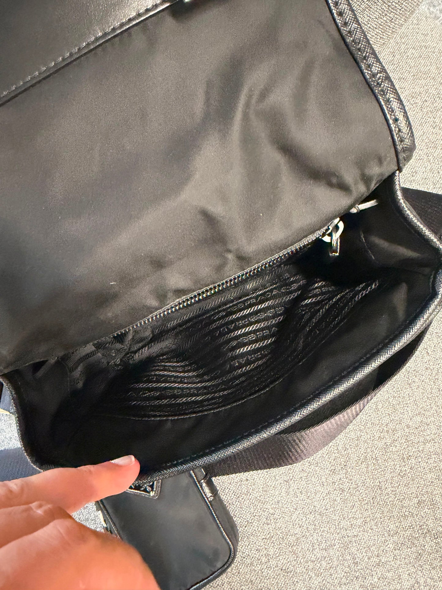Prada Re-Nylon Black Crossbody Bag with Detachable Pouch