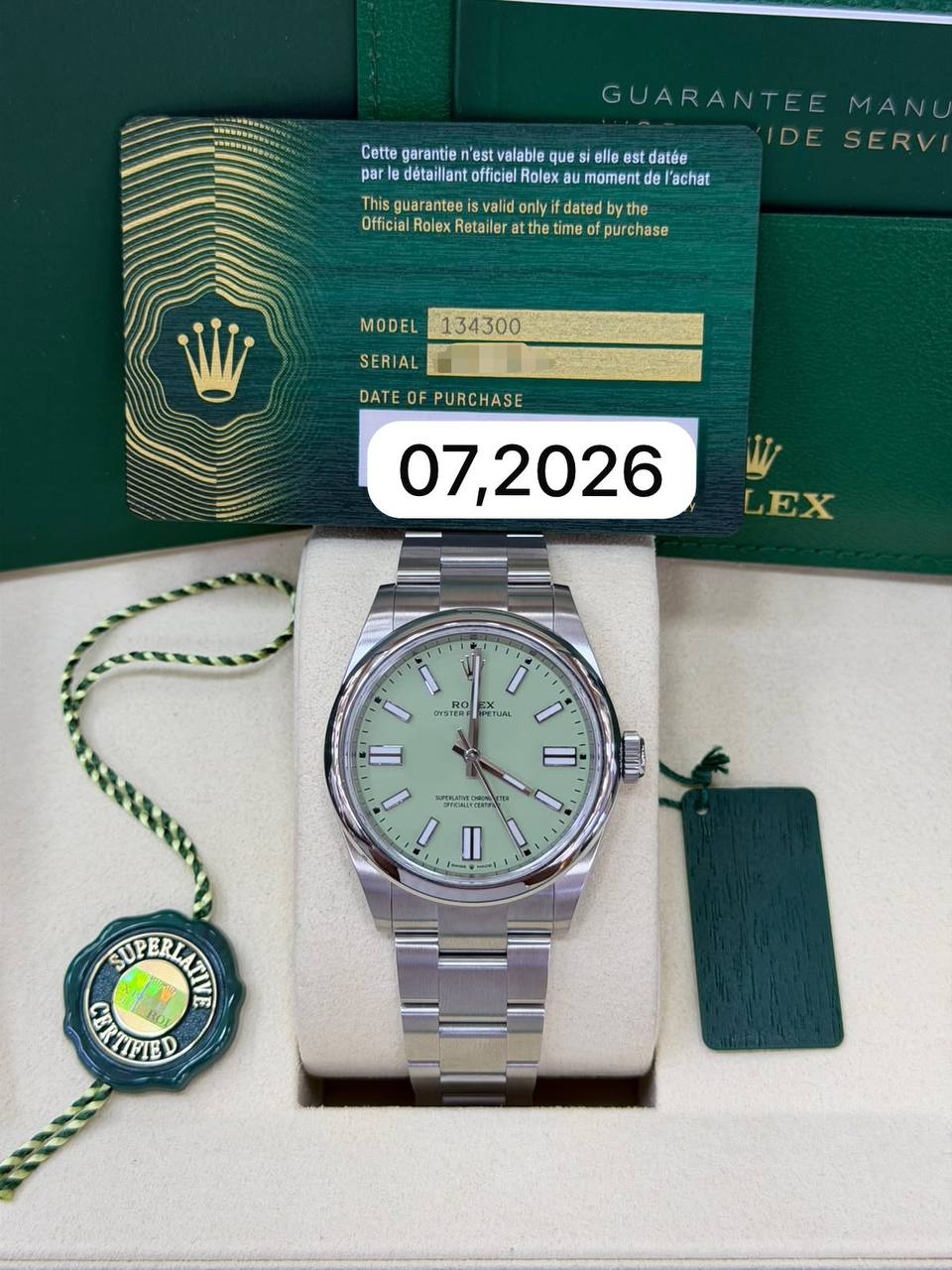Rolex Oyster Perpetual 134300 Pistachio green 2026 41mm New