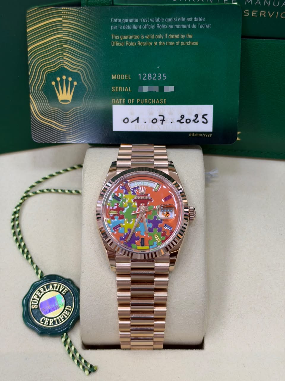 Rolex Day-Date 36 Jigsaw Puzzle Dial 2025 - Full Set New 128238